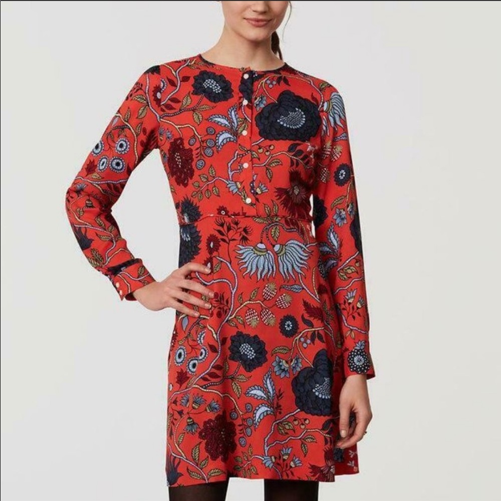 LOFT Long Sleeve Floral Primavera Shirtdress